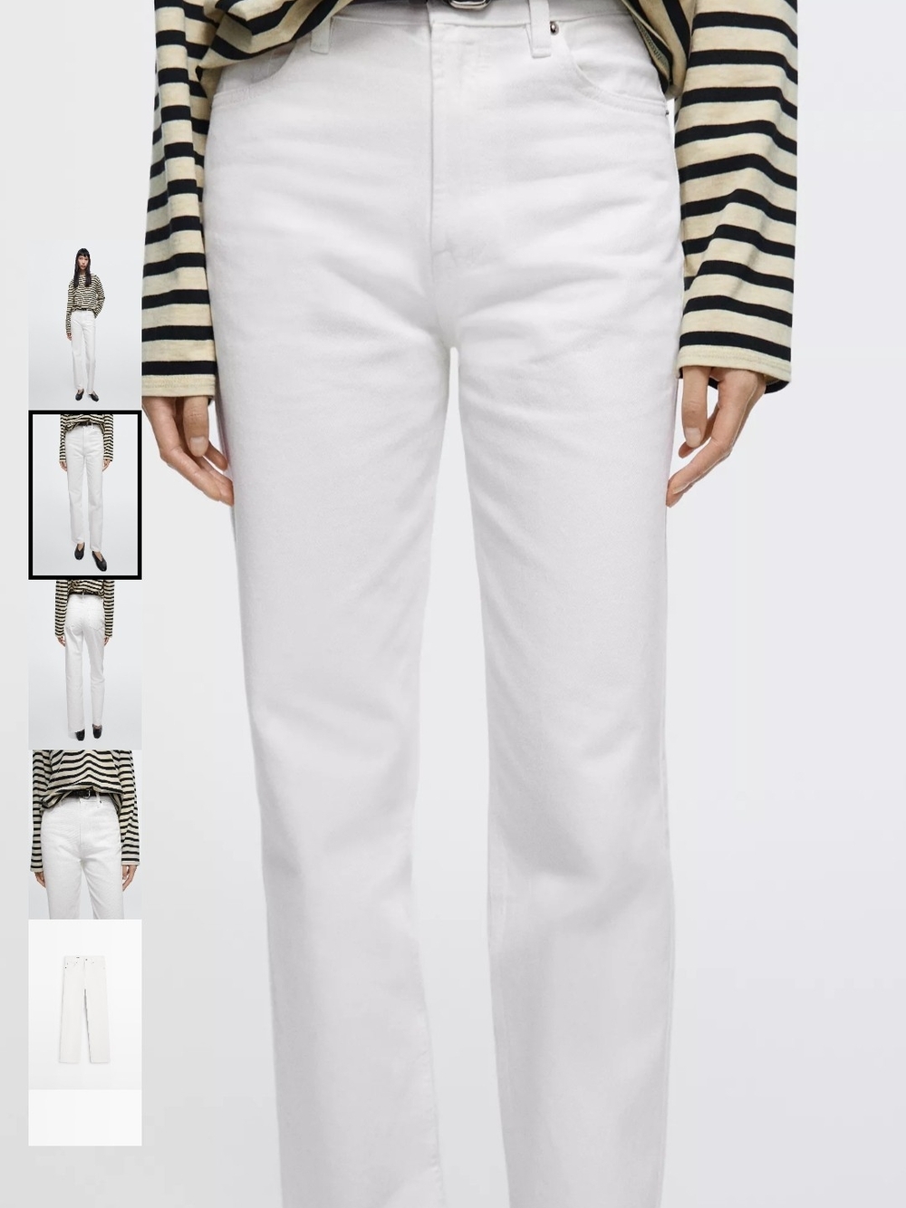 Massimo Dutti White Straight-Leg Jeans